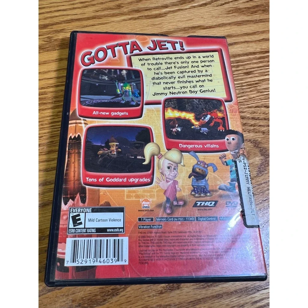 Jimmy Neutron Boy Genius Jet Fusion Sony PlayStation 2 PS2 2003 THQ SLUS-20696